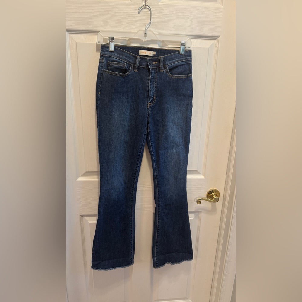 Tory Burch Dark Blue Cats Meow Flare Jeans